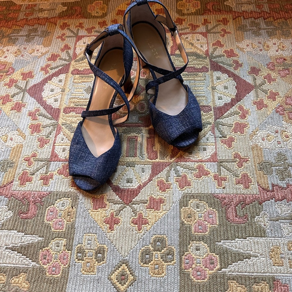 Talbots Blue Heels with Peep-Toe and Ankle Straps